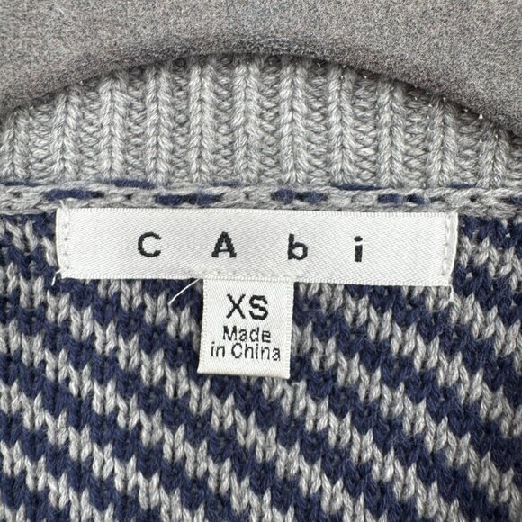 Cabi XS Open Front Striped Knit Cardigan With Colorblock Design In Navy Yellow & - Picture 3 of 7